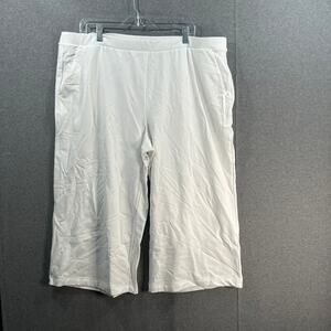 Encore by Idina Menzel Soft French Terry Wide Leg Crop Pant Bright White Size 1X